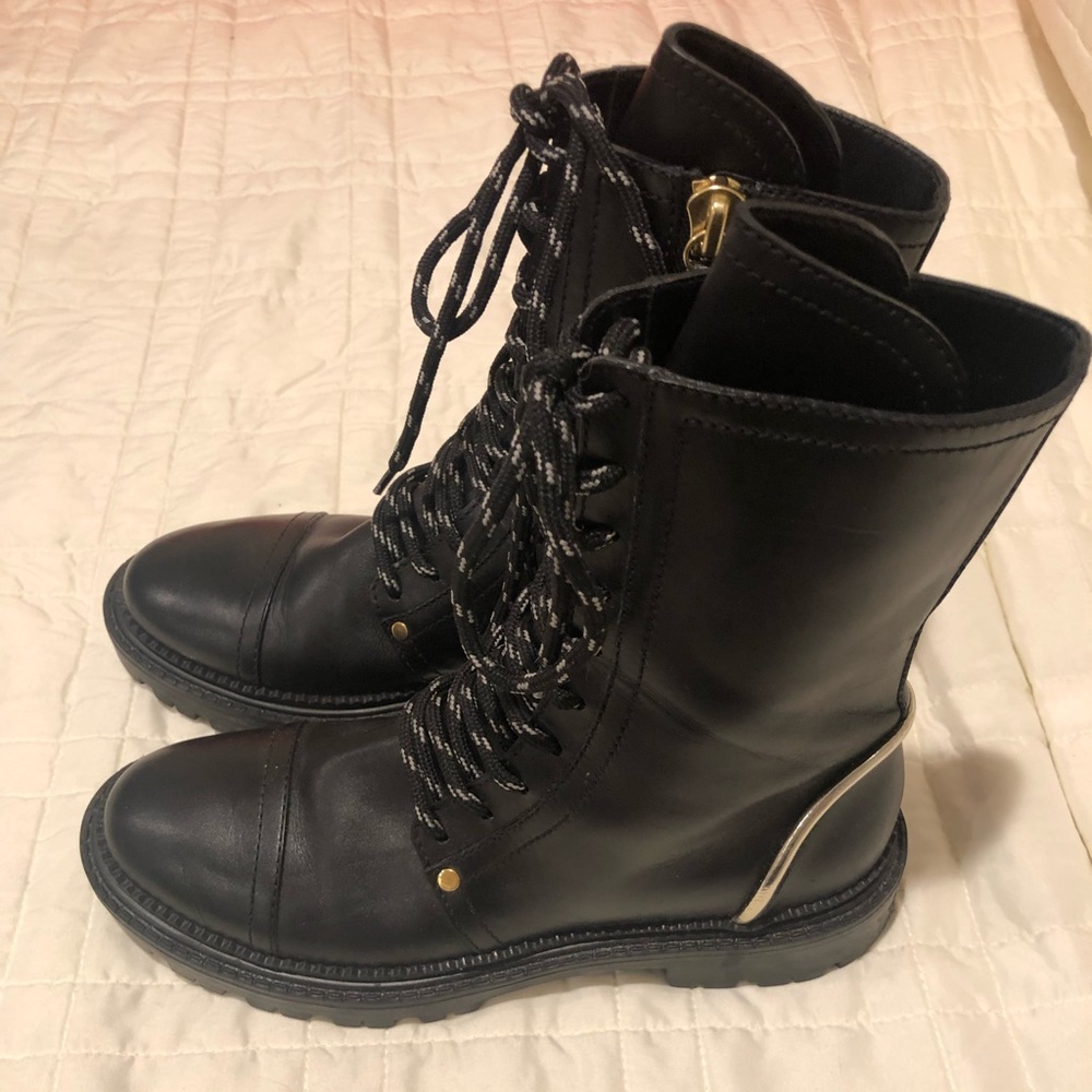 Never Worn Casadei Sinead Combat Boots In Black.